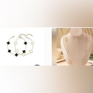 Clover bracelets & Necklace
1 black & 1 white bracelet.
1 gold necklace.
